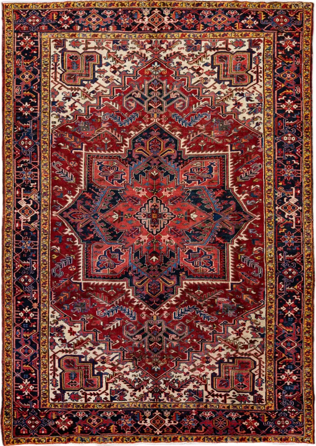 Vintage Handmade Red Medallion Wool Rug - Apadana - Red