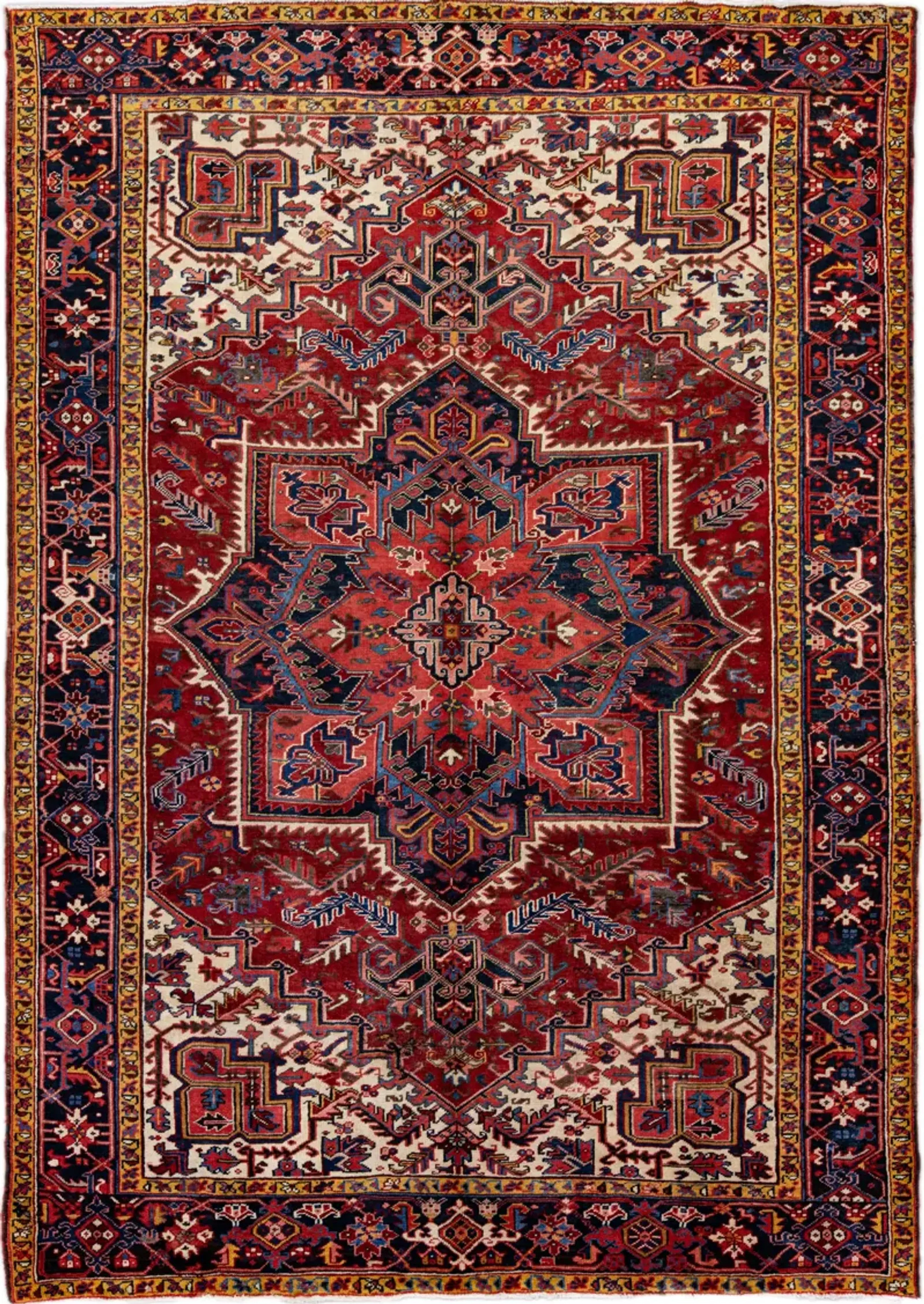 Vintage Handmade Red Medallion Wool Rug - Apadana - Red