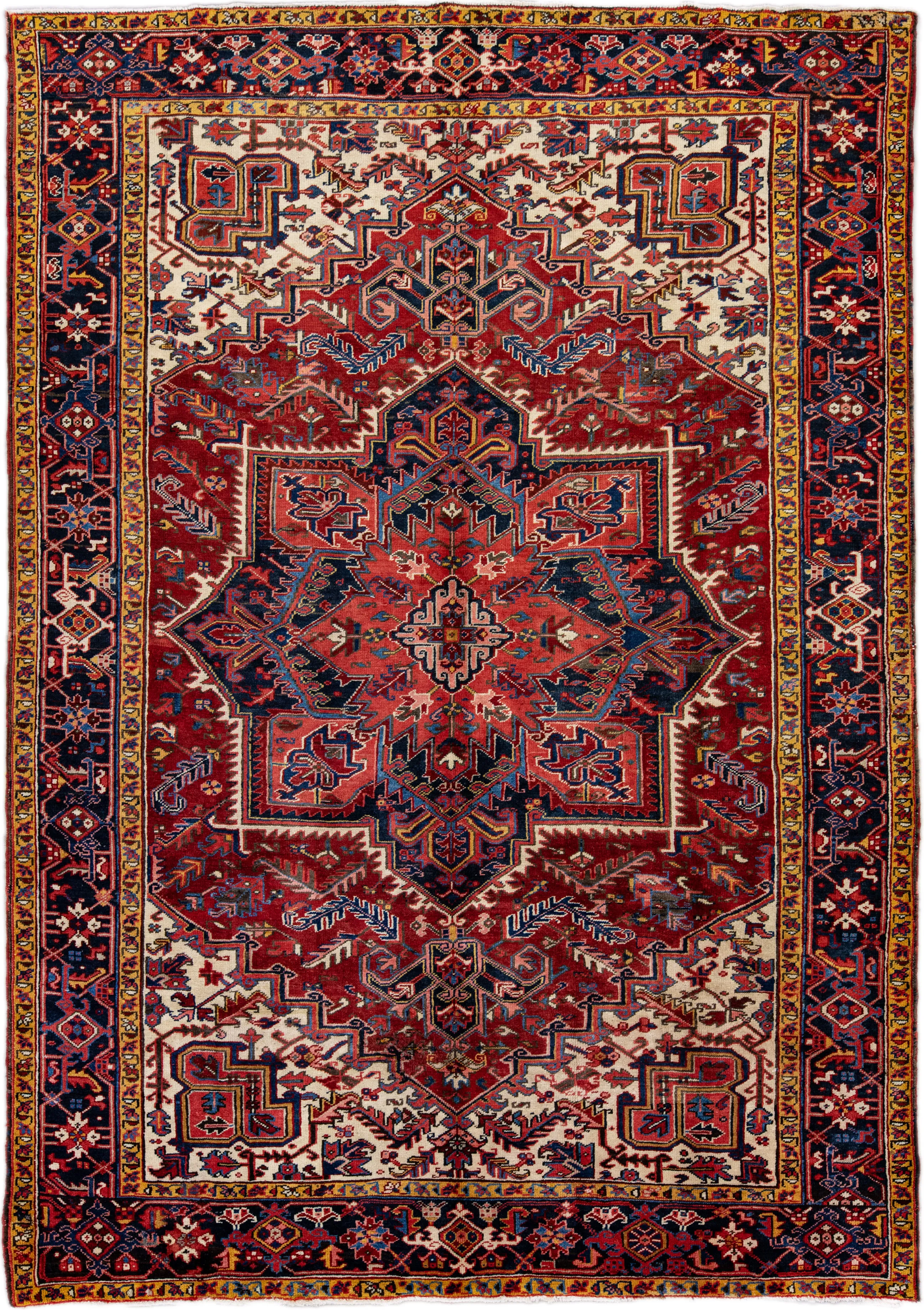 Vintage Handmade Red Medallion Wool Rug - Apadana - Red