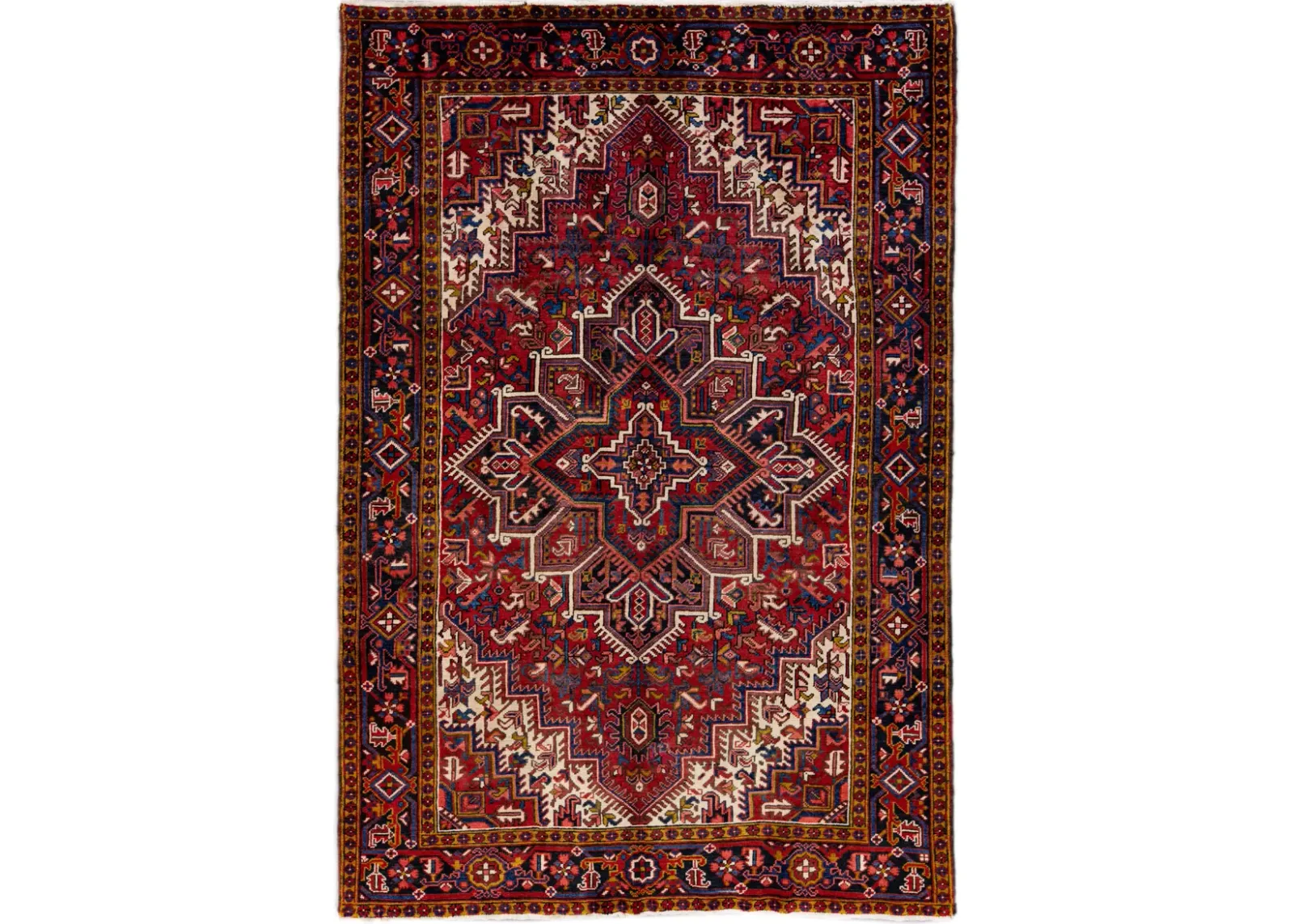 Vintage Handmade Heriz Red Wool Rug - Apadana - Red