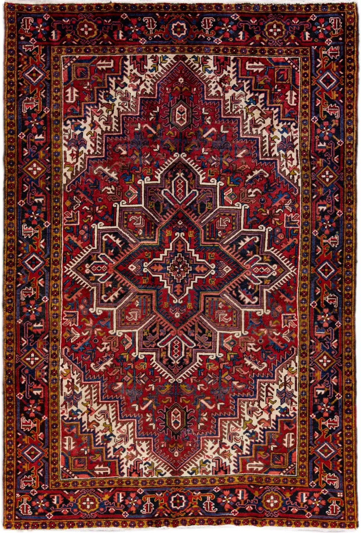 Vintage Handmade Heriz Red Wool Rug - Apadana - Red