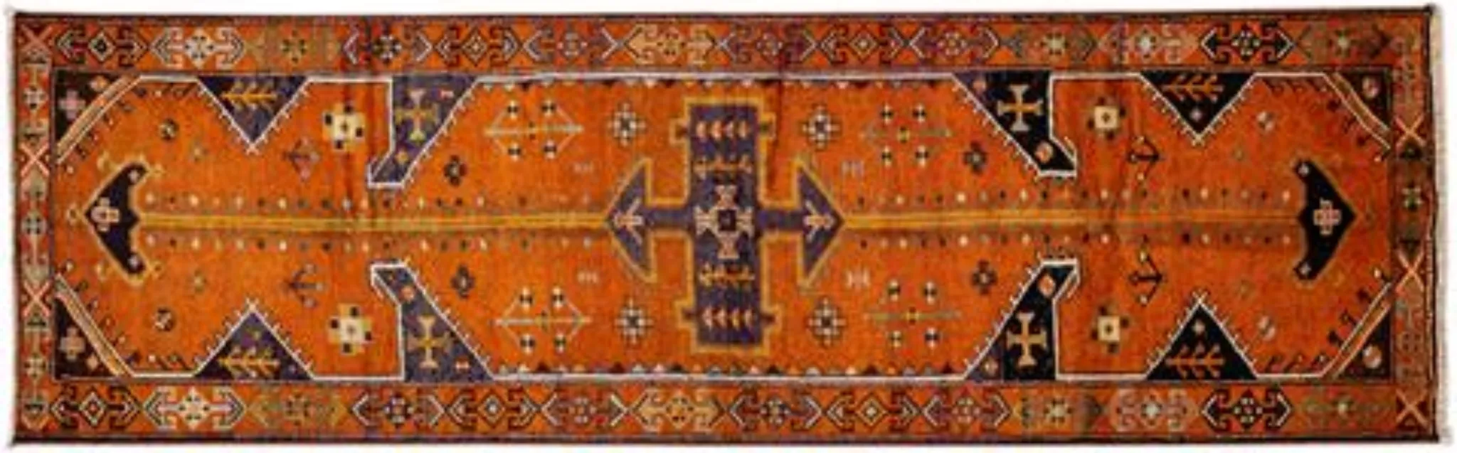 Vintage Handmade Orange Wool Runner Rug - Apadana - Orange