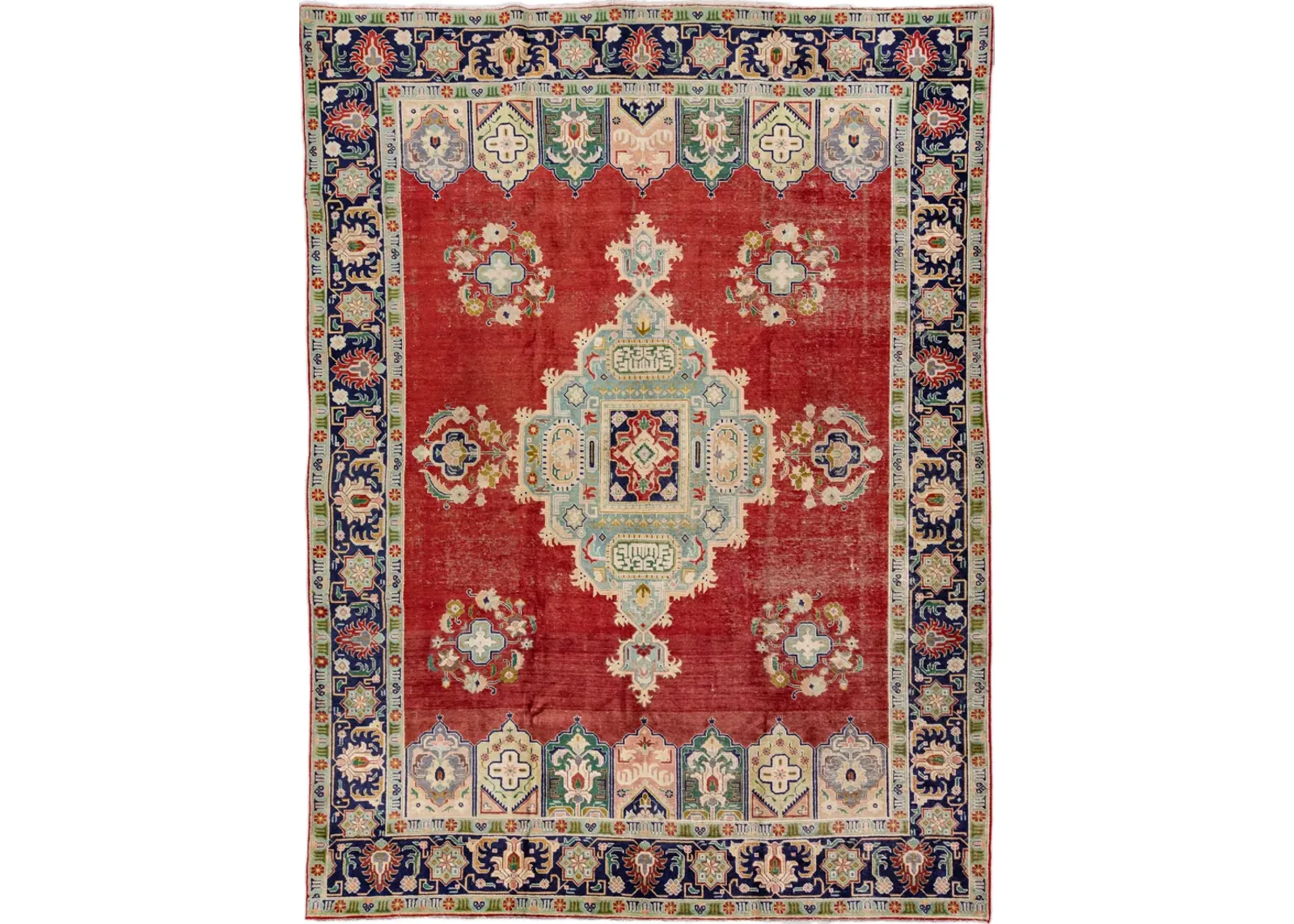 Vintage Handmade Red Medallion Wool Rug - Apadana - Red