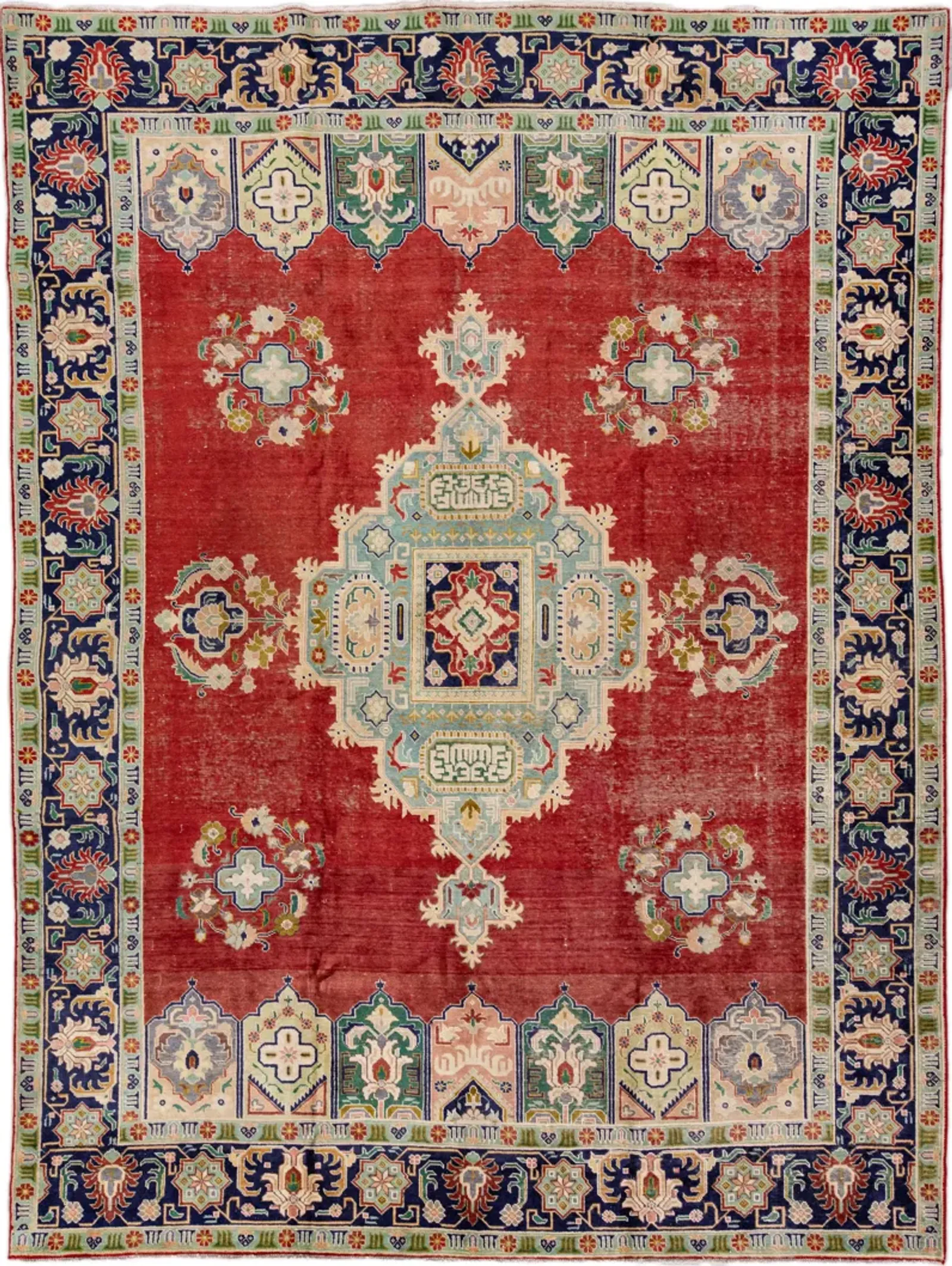 Vintage Handmade Red Medallion Wool Rug - Apadana - Red