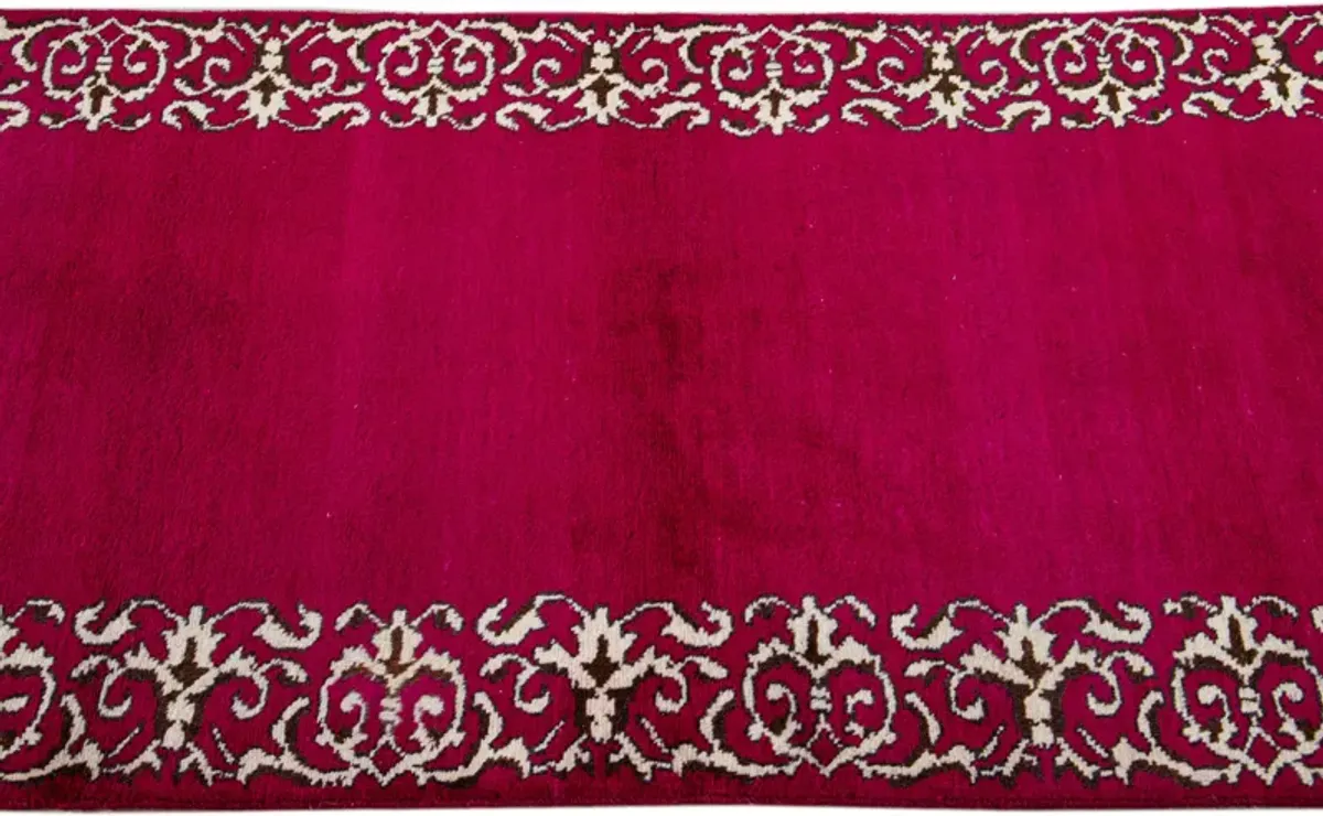 Vintage Handmade Pink Solid Wool Rug - Apadana - Pink