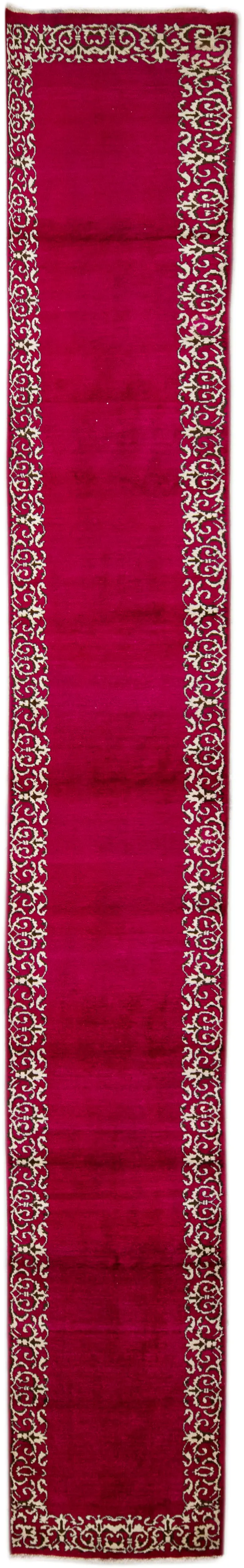 Vintage Handmade Pink Solid Wool Rug - Apadana - Pink