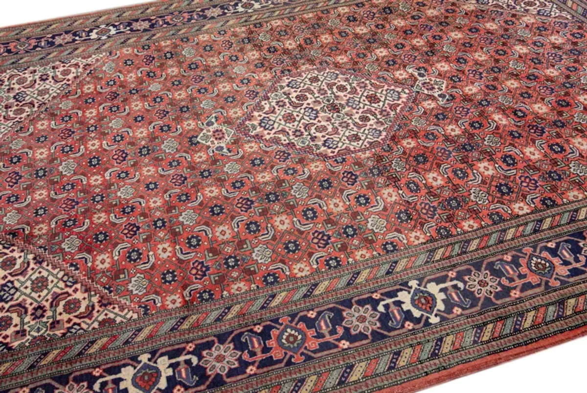 Vintage Handmade Tabriz Red Wool Rug - Apadana - Red