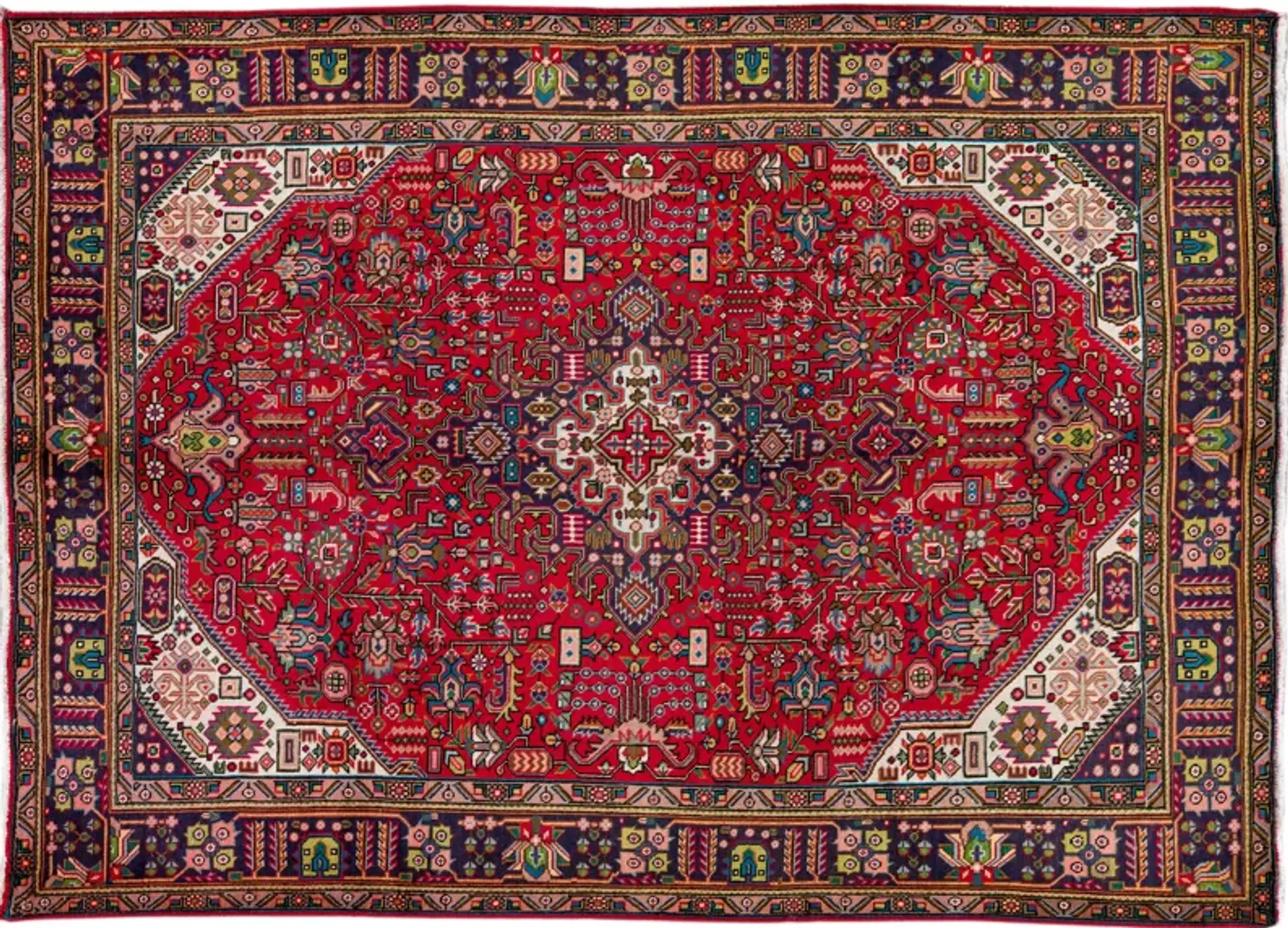 Vintage Handmade Red Medallion Wool Rug - Apadana - Red