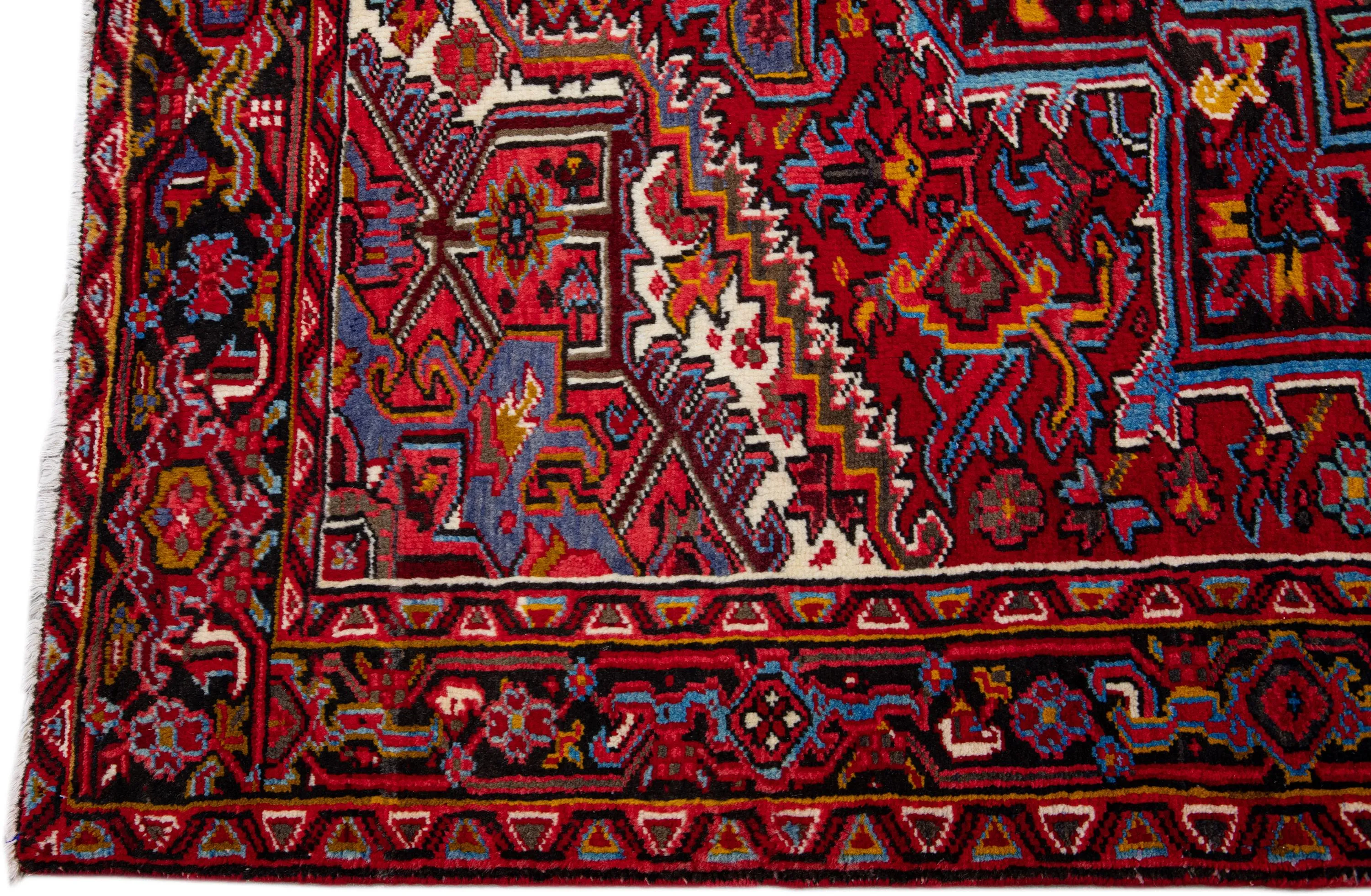 Vintage Handmade Heriz Red Wool Rug - Apadana - Red