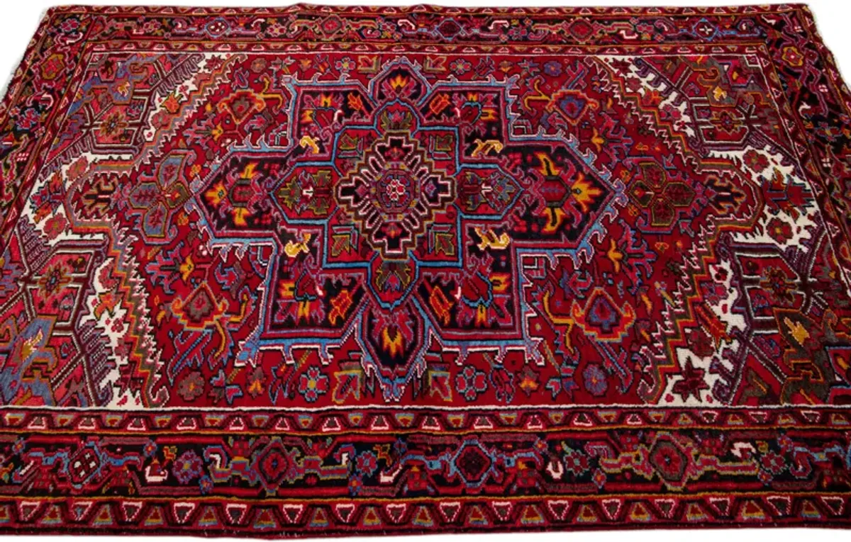 Vintage Handmade Heriz Red Wool Rug - Apadana - Red