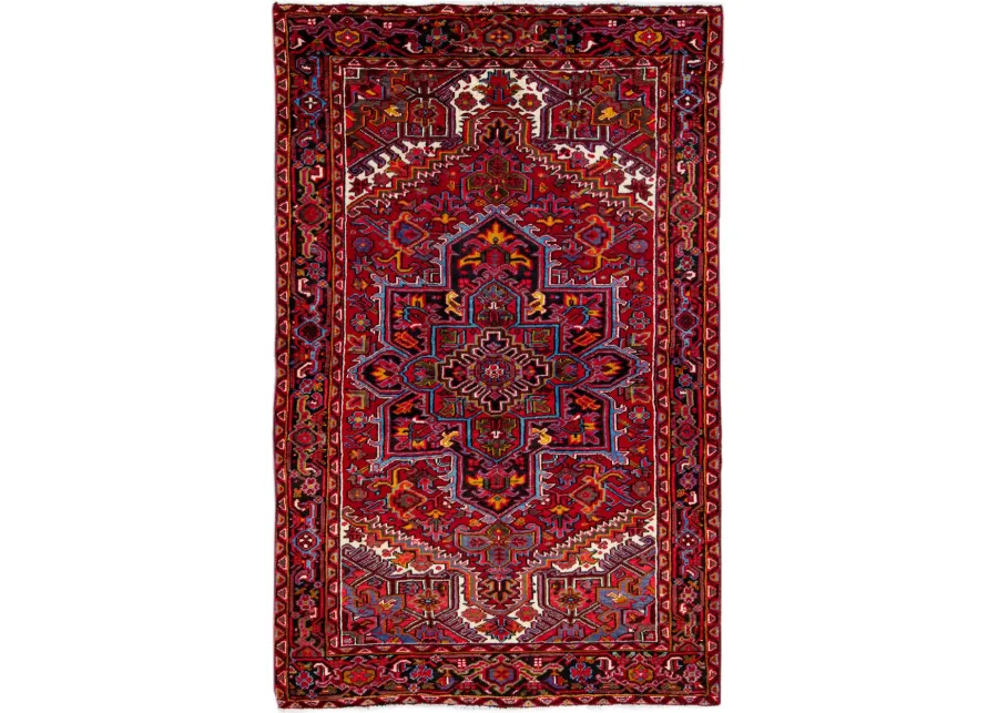 Vintage Handmade Heriz Red Wool Rug - Apadana - Red