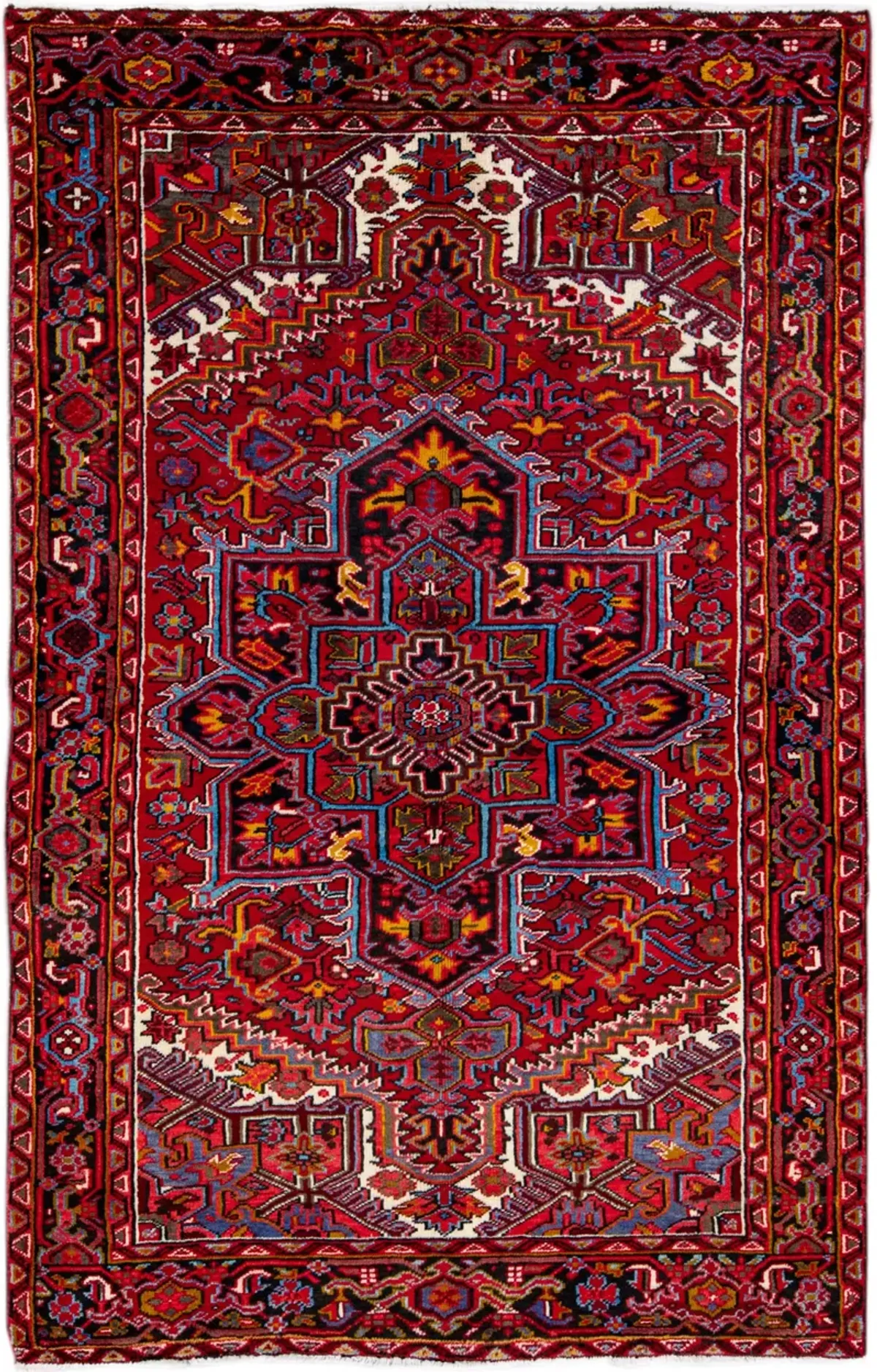 Vintage Handmade Heriz Red Wool Rug - Apadana - Red