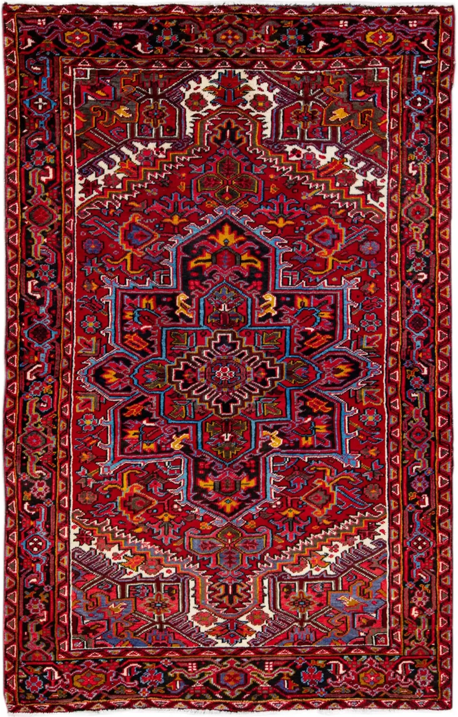 Vintage Handmade Heriz Red Wool Rug - Apadana - Red