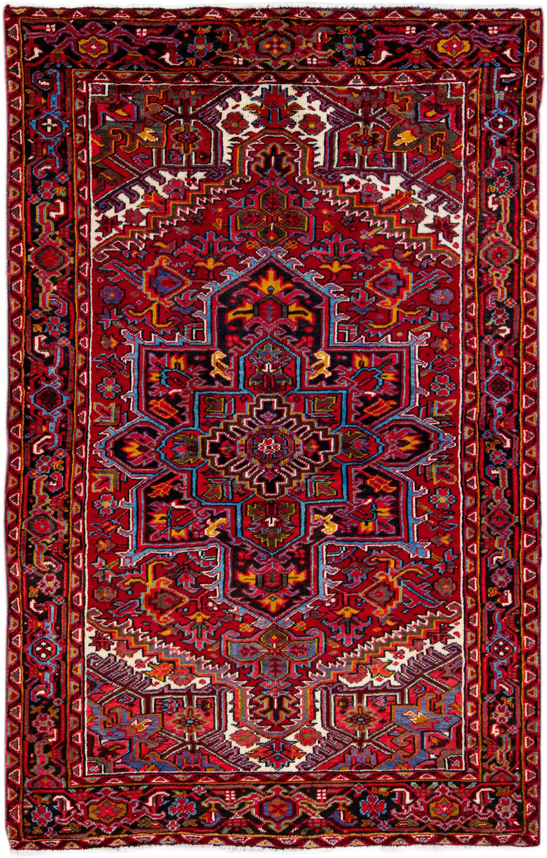 Vintage Handmade Heriz Red Wool Rug - Apadana - Red