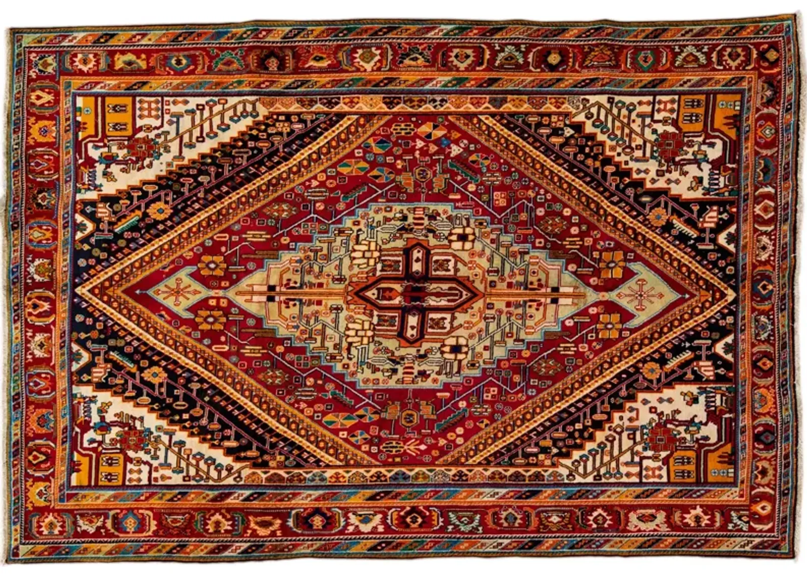 Vintage Handmade Red Medallion Wool Rug - Apadana - Red