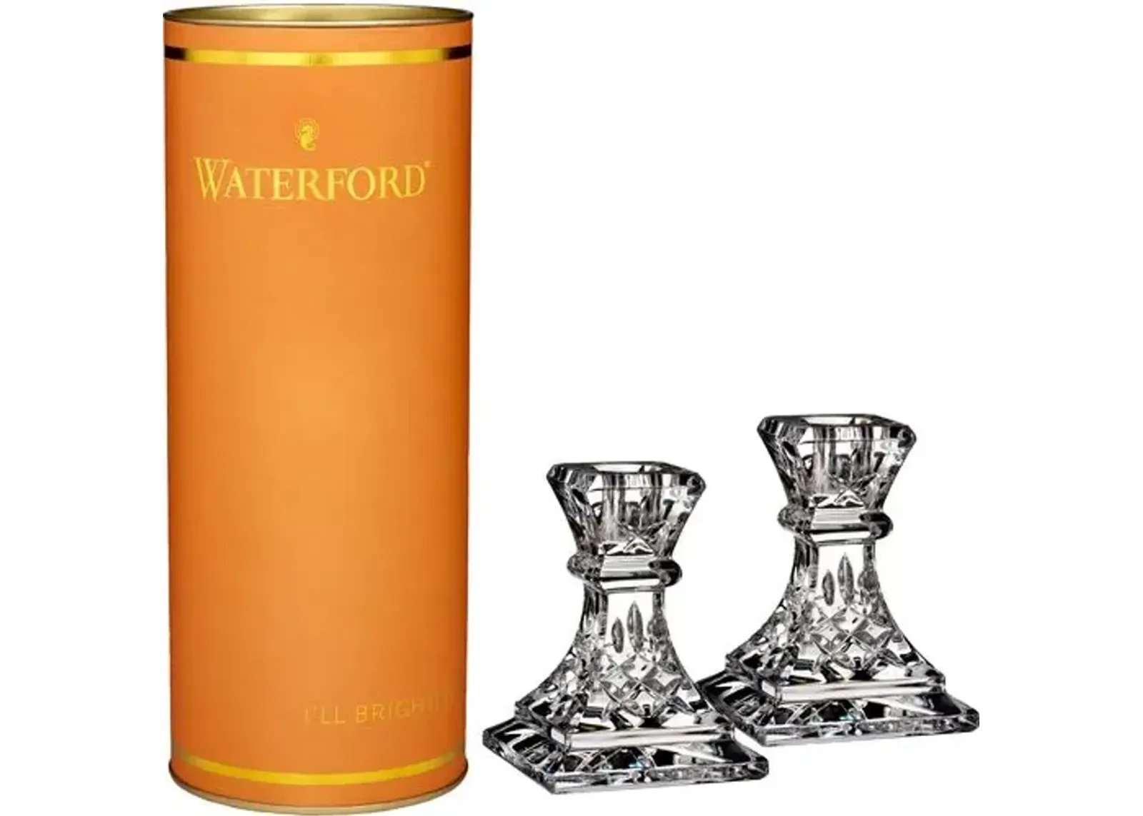 Set of 2 Giftology Lismore Candlestick - Clear - Waterford