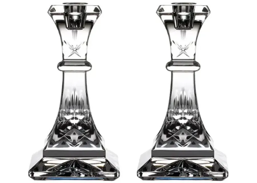 Set of 2 Lismore Candlestick - Waterford - Clear