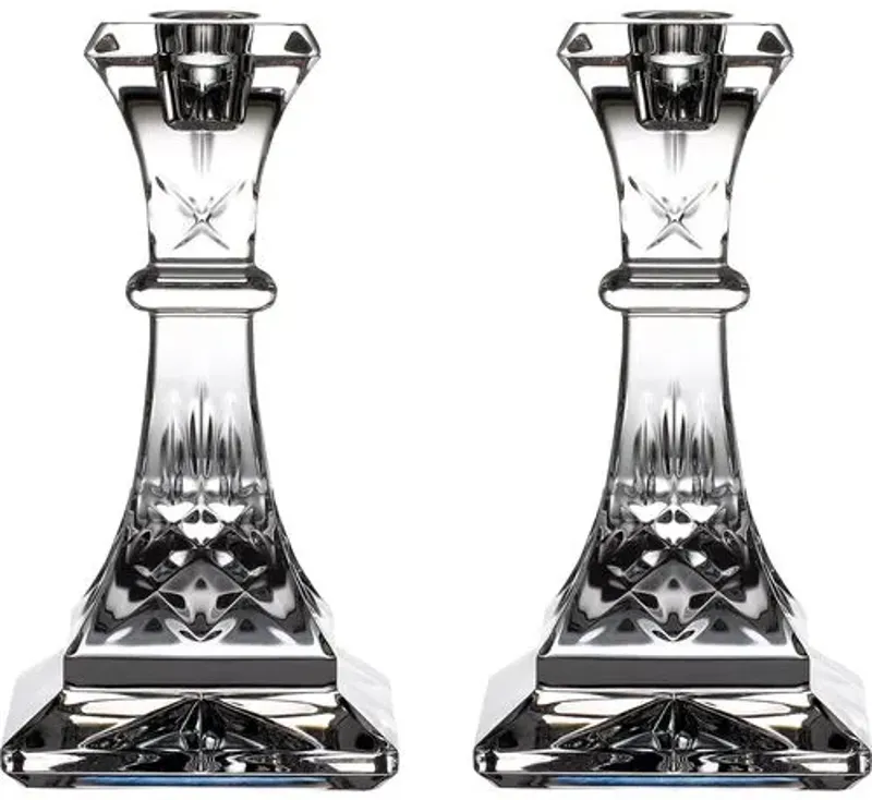 Set of 2 Lismore Candlestick - Waterford - Clear