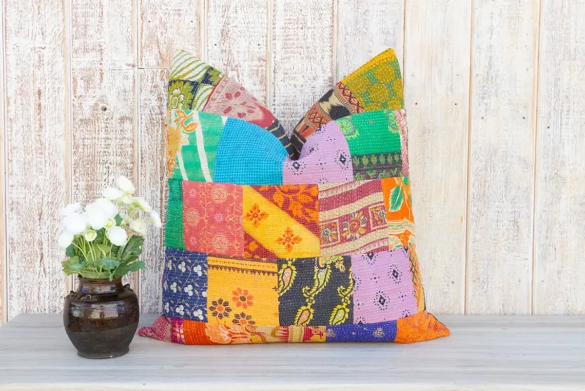 Suki Large Boho Kantha Pillow - de-cor