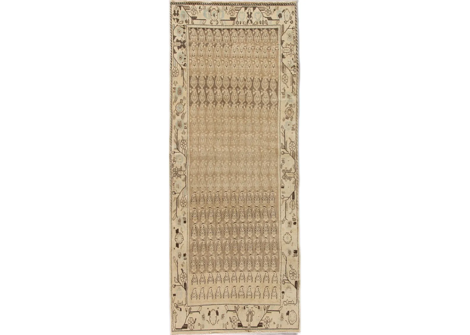 Antique Malayer Runner 3'7" x 9'3" - Apadana - Beige