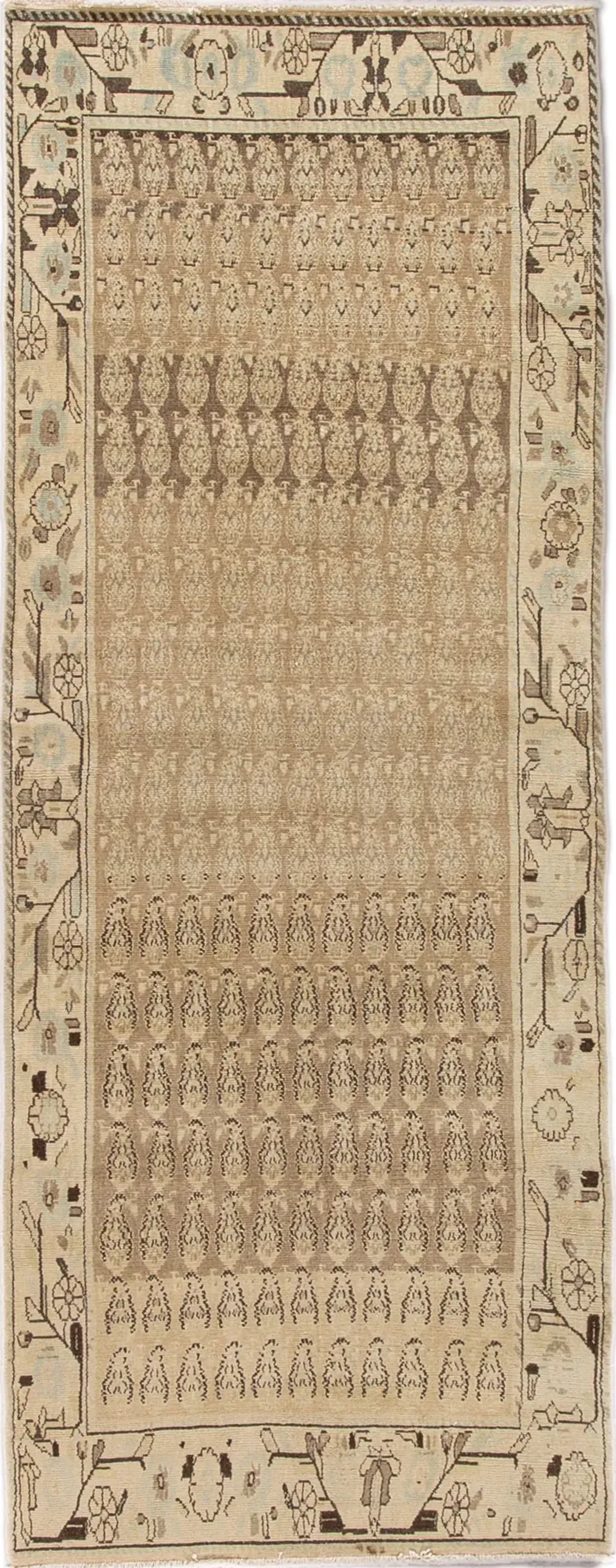 Antique Malayer Runner 3'7" x 9'3" - Apadana - Beige