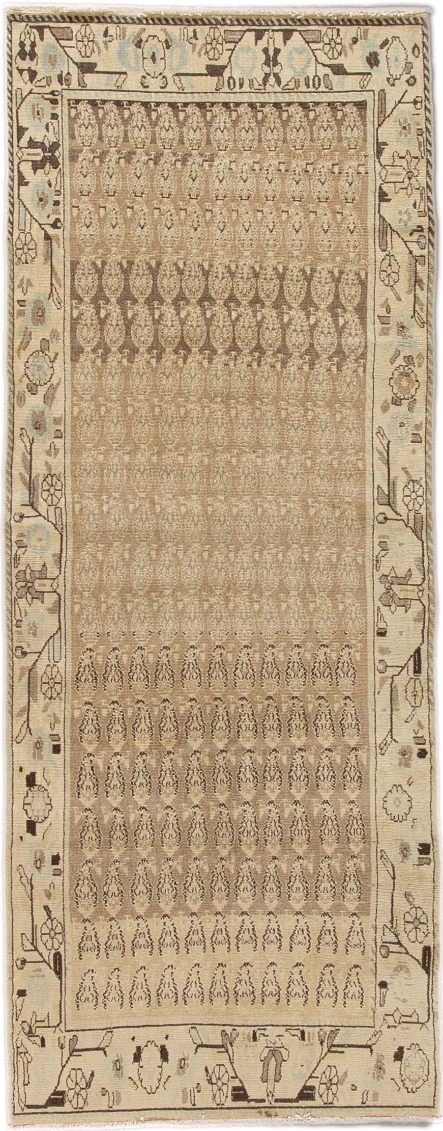 Antique Malayer Runner 3'7" x 9'3" - Apadana - Beige