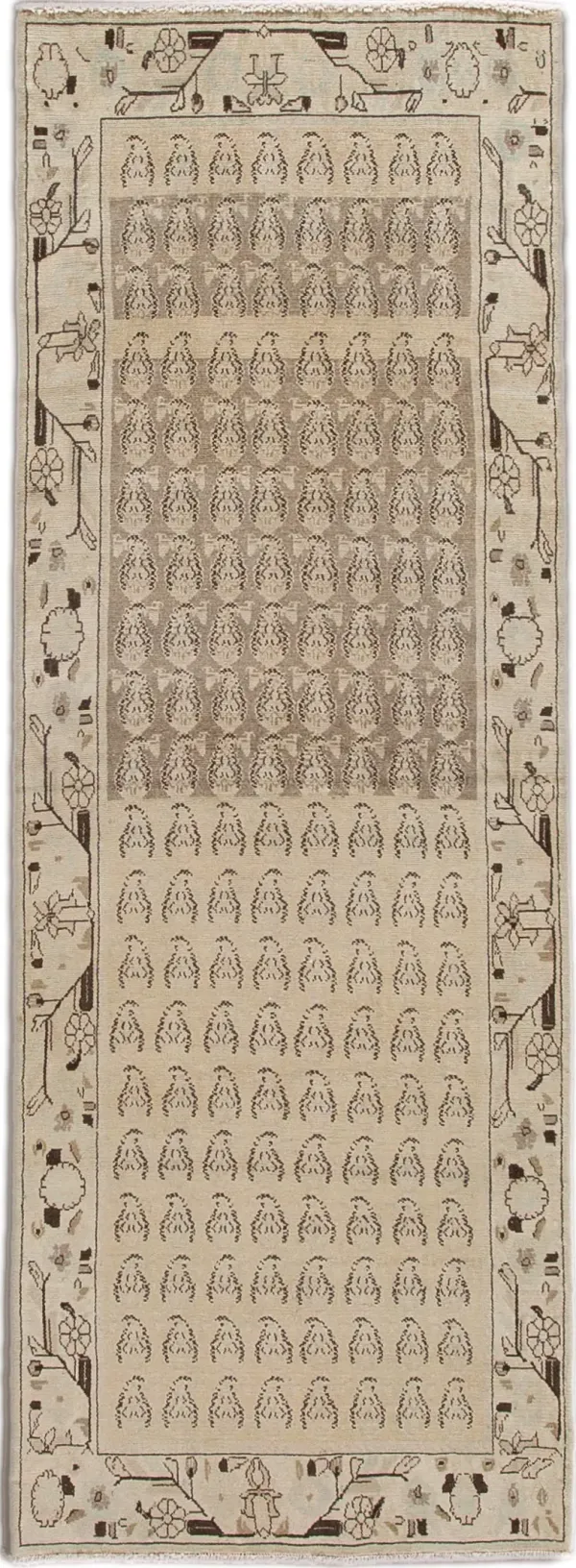 Vintage Geo Wool Runner 3'4" X 9'5" - Apadana - Beige