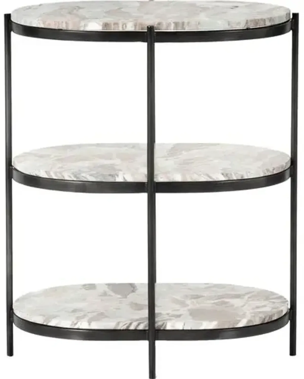 Lawson Oval Marble Nightstand - Gray