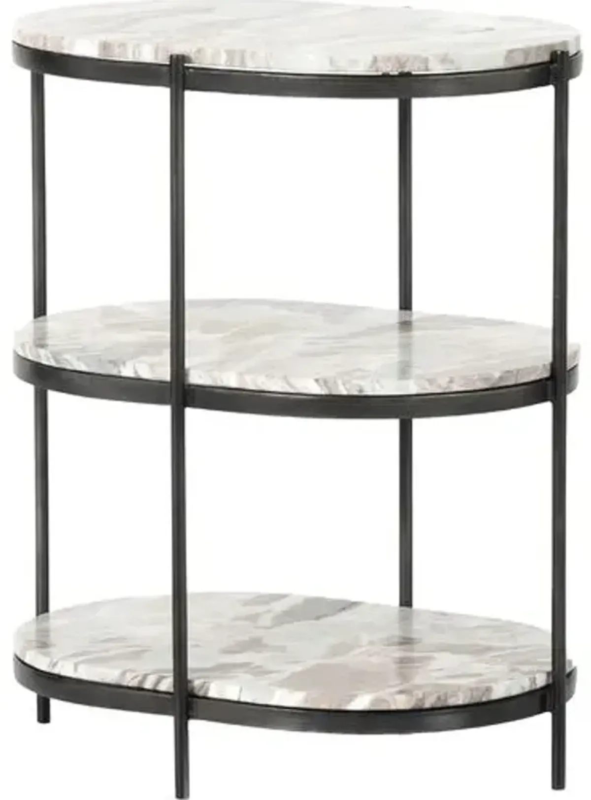 Lawson Oval Marble Nightstand - Gray