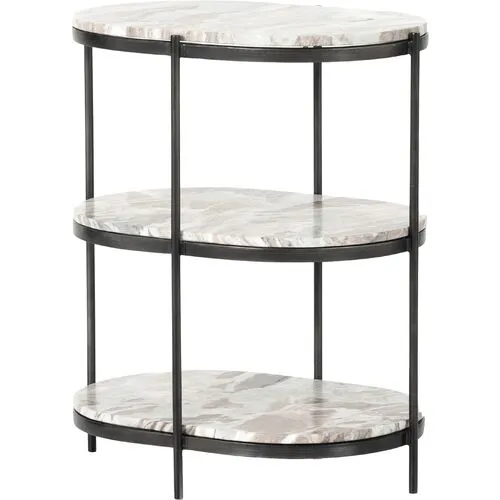 Lawson Oval Marble Nightstand - Gray