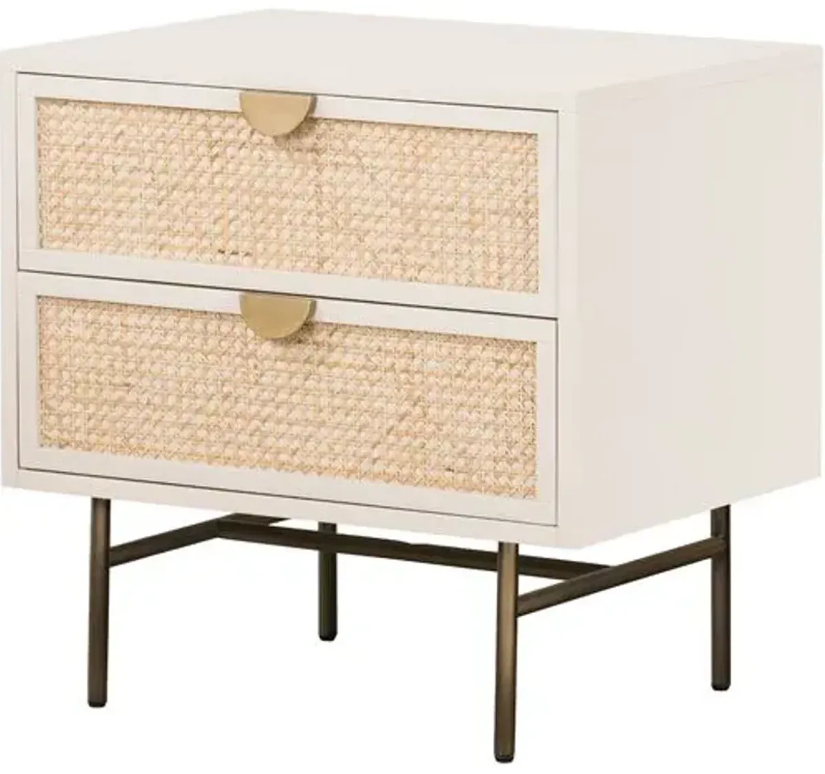 Amora 2-Drawer Nightstand - Cane/Alabaster