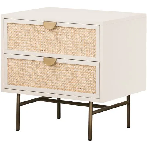 Amora 2-Drawer Nightstand - Cane/Alabaster