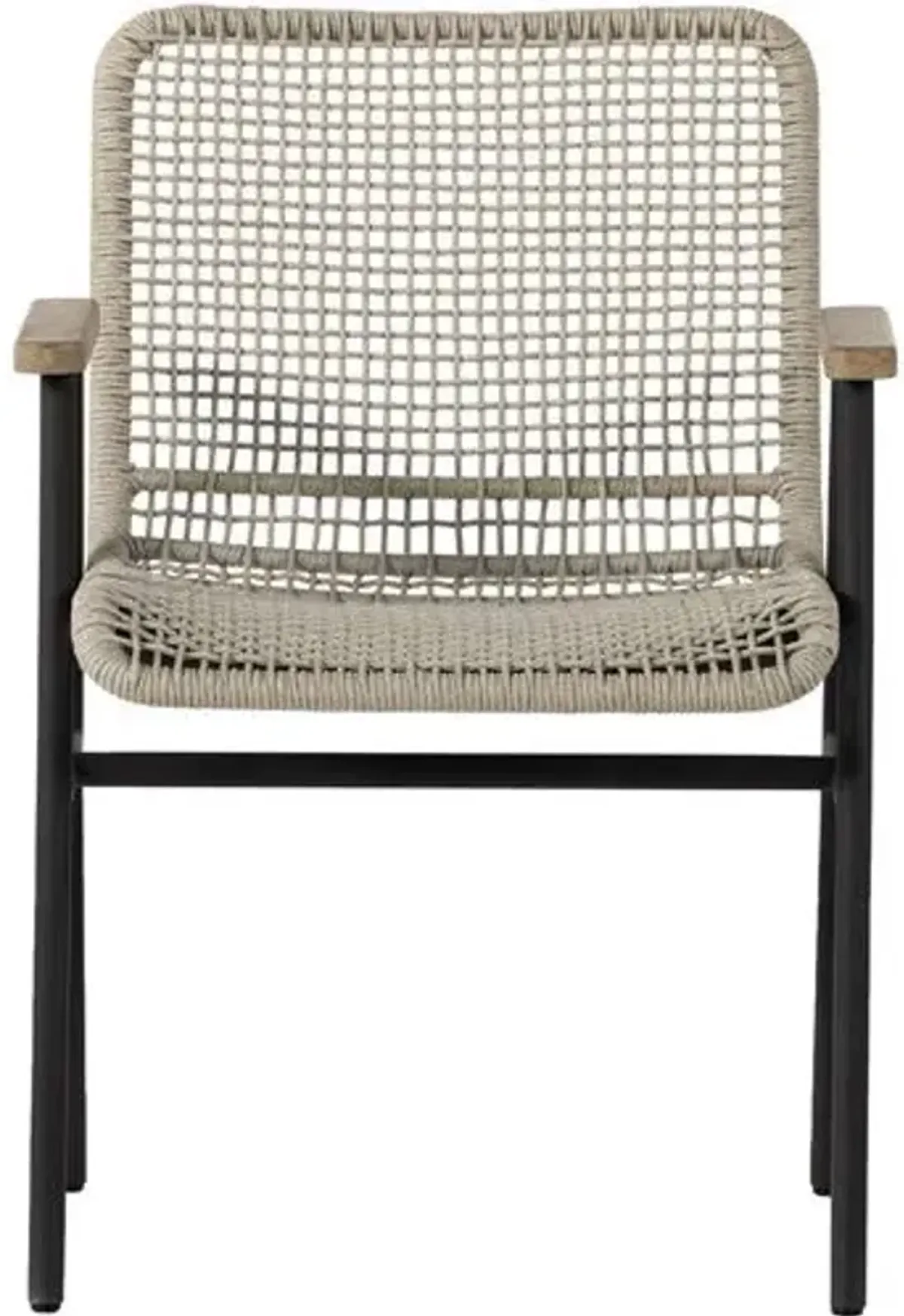 Indra Rope Outdoor Dining Armchair - Ivory/Washed Brown - Gray