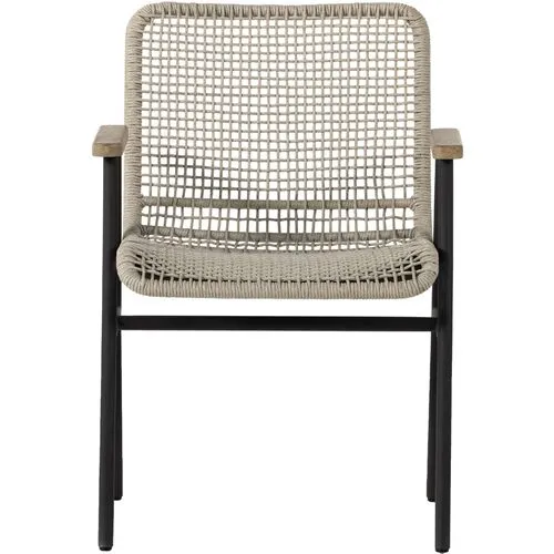 Indra Rope Outdoor Dining Armchair - Ivory/Washed Brown - Gray