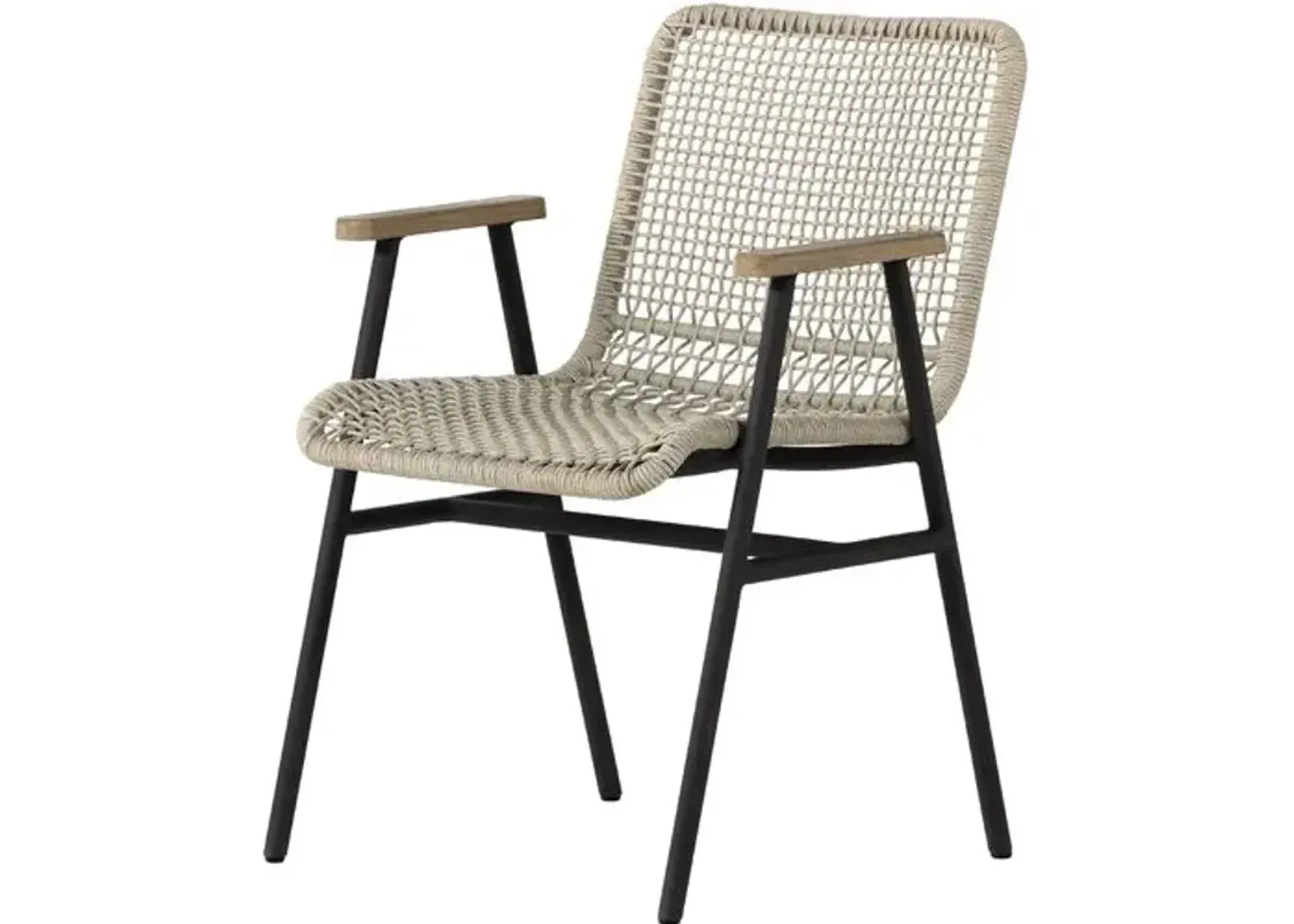 Indra Rope Outdoor Dining Armchair - Ivory/Washed Brown - Gray