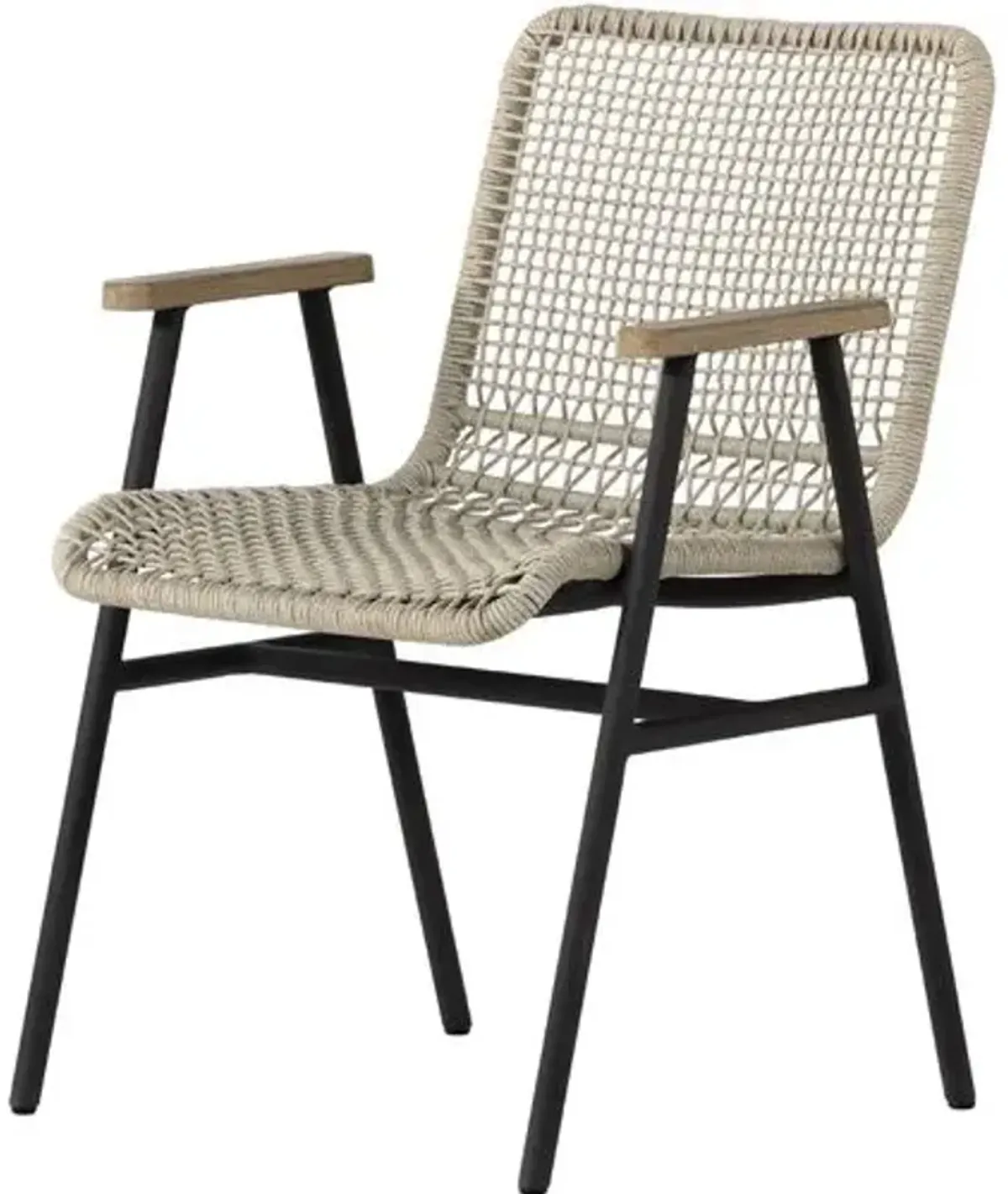 Indra Rope Outdoor Dining Armchair - Ivory/Washed Brown - Gray