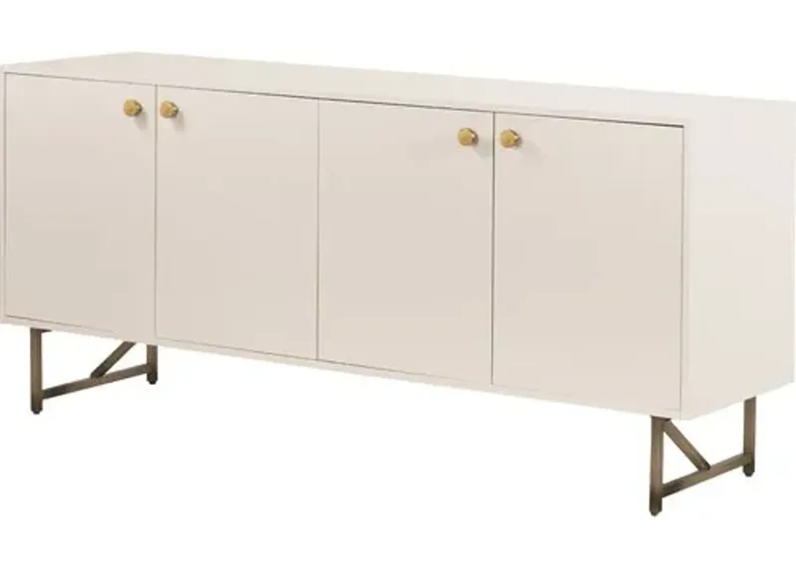 Roland 72' Sideboard - Alabaster/Brass - White