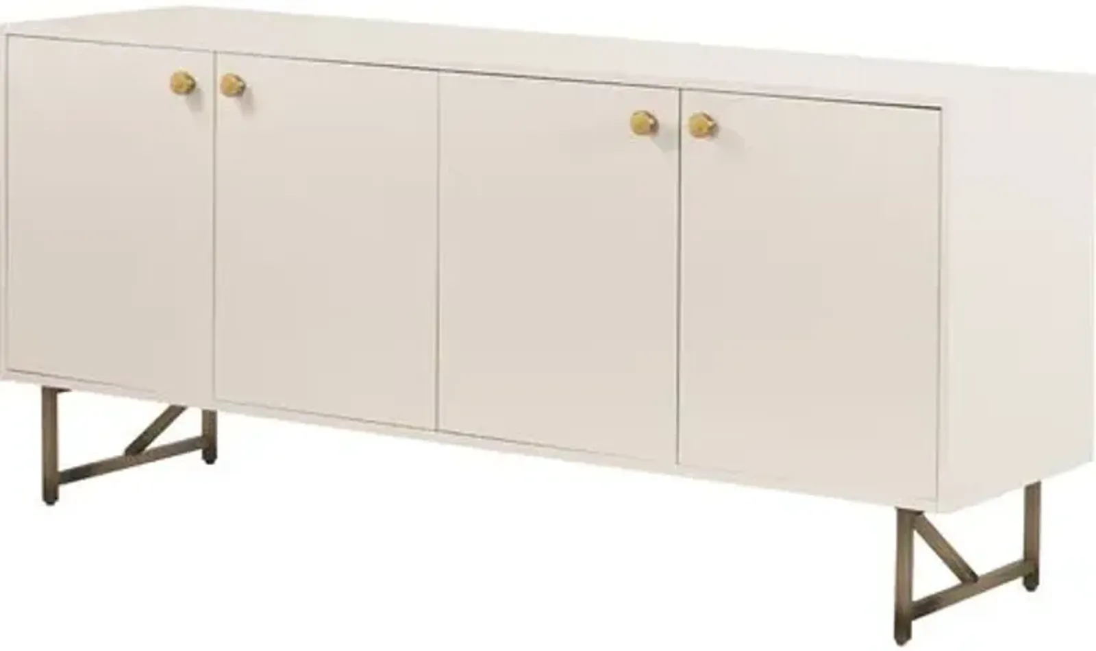 Roland 72' Sideboard - Alabaster/Brass - White