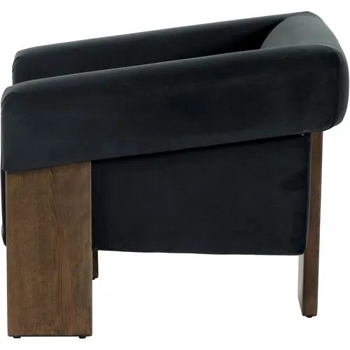 Ellery Velvet Accent Chair - Smoke - Black, Comfortable, Durable, Velvet Upholstery