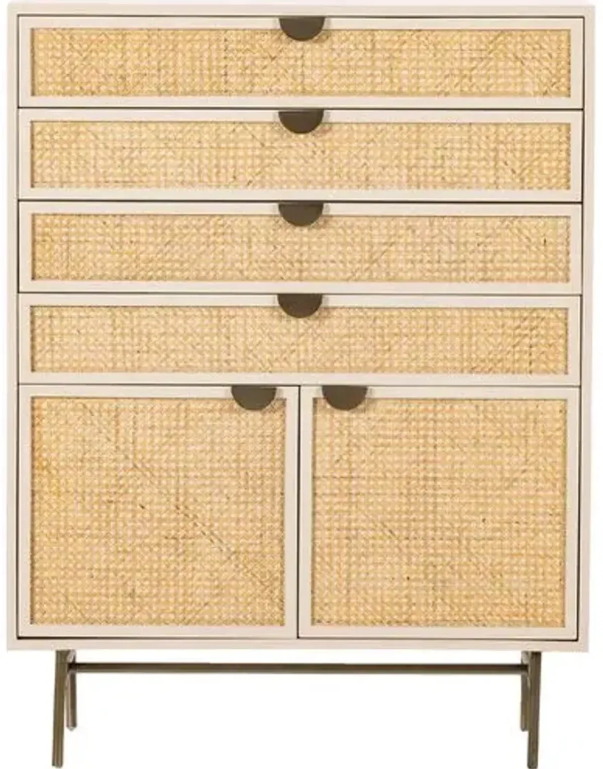 Amora Tall Dresser - Cane/Alabaster - White