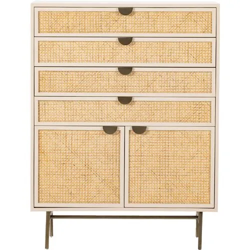 Amora Tall Dresser - Cane/Alabaster - White