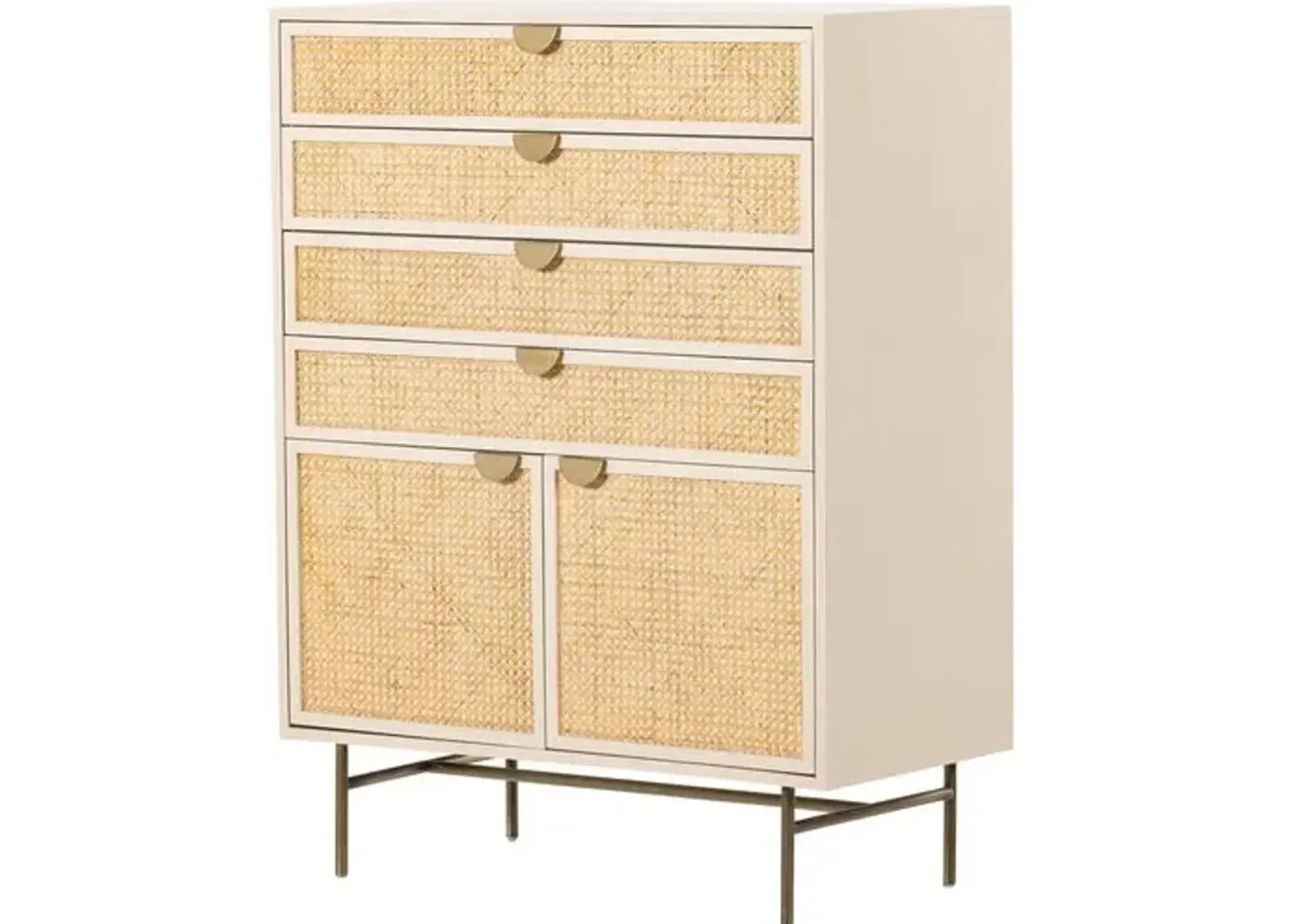 Amora Tall Dresser - Cane/Alabaster - White