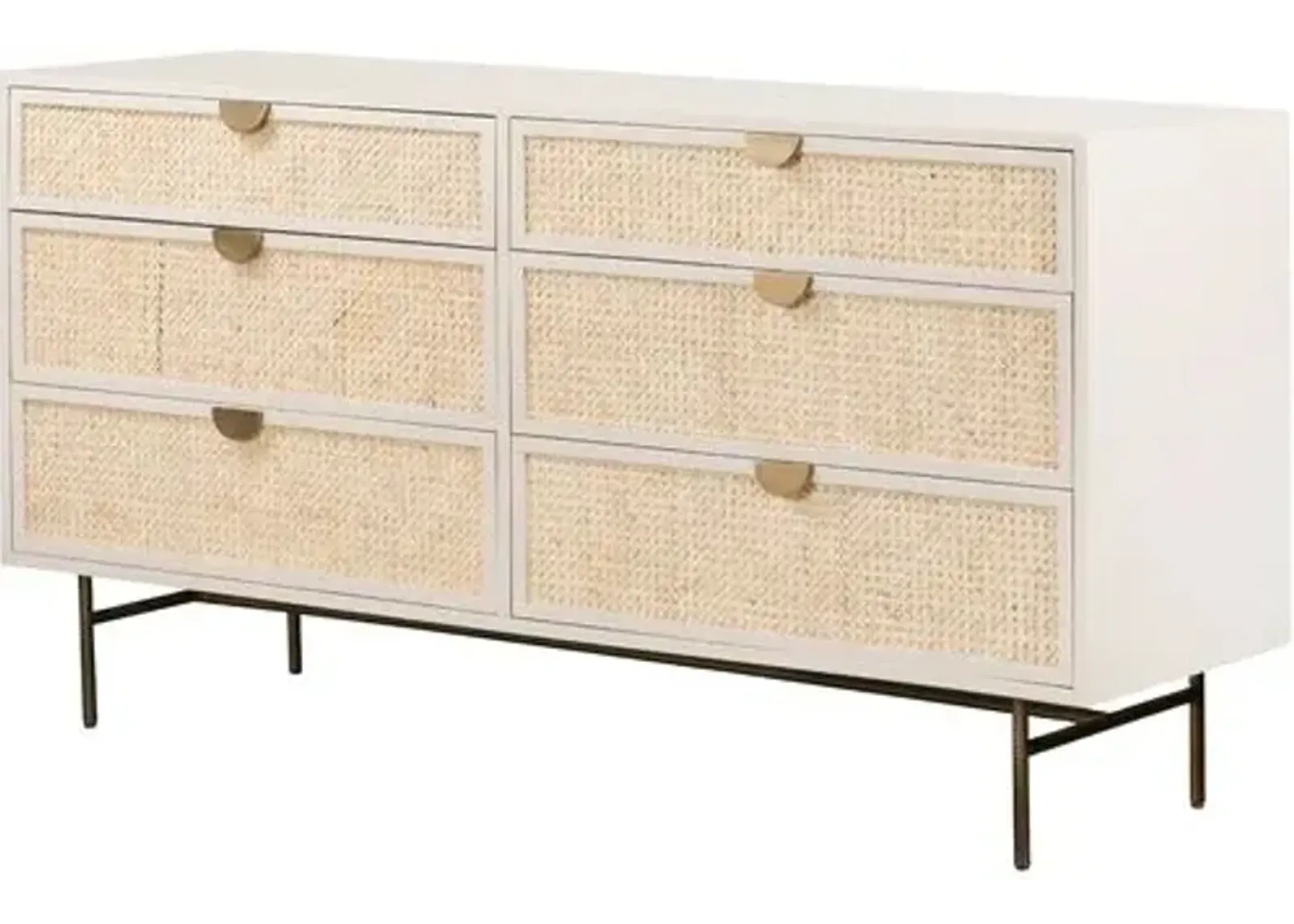 Amora 6-Drawer Dresser - Cane/Alabaster - White