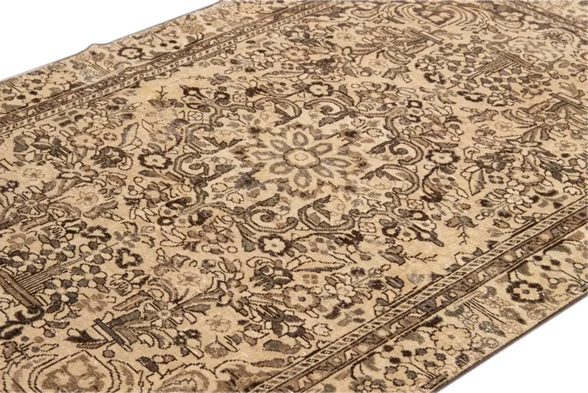 Shabby Chic Beige Medallion Rug - Apadana - Beige