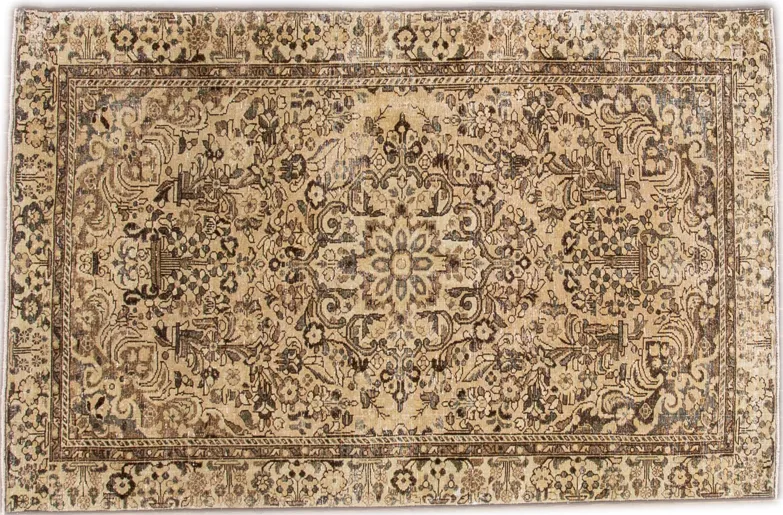 Shabby Chic Beige Medallion Rug - Apadana - Beige