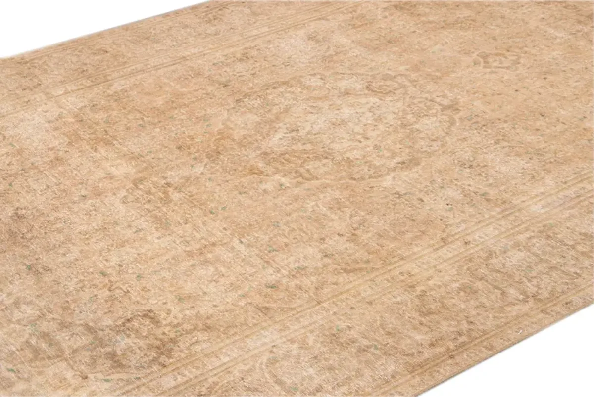 Vintage Beige Medallion Wool Rug - Apadana - Beige