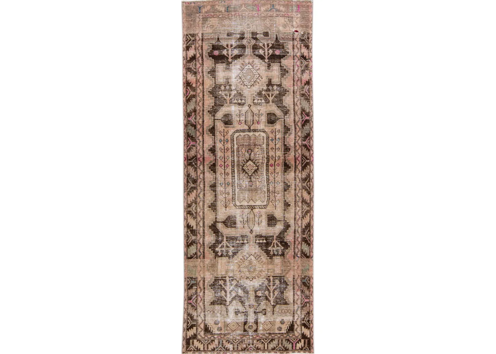 Vintage Peach Wool Rug 3'9" x 10'4" - Apadana - Pink - Pink