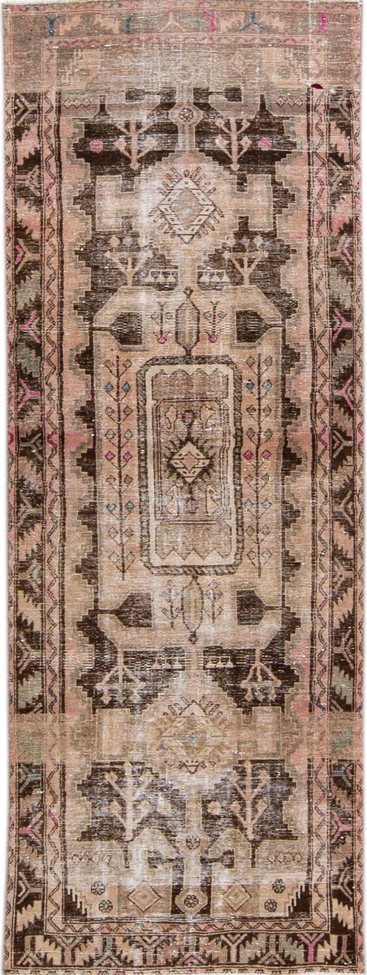 Vintage Peach Wool Rug 3'9" x 10'4" - Apadana - Pink - Pink