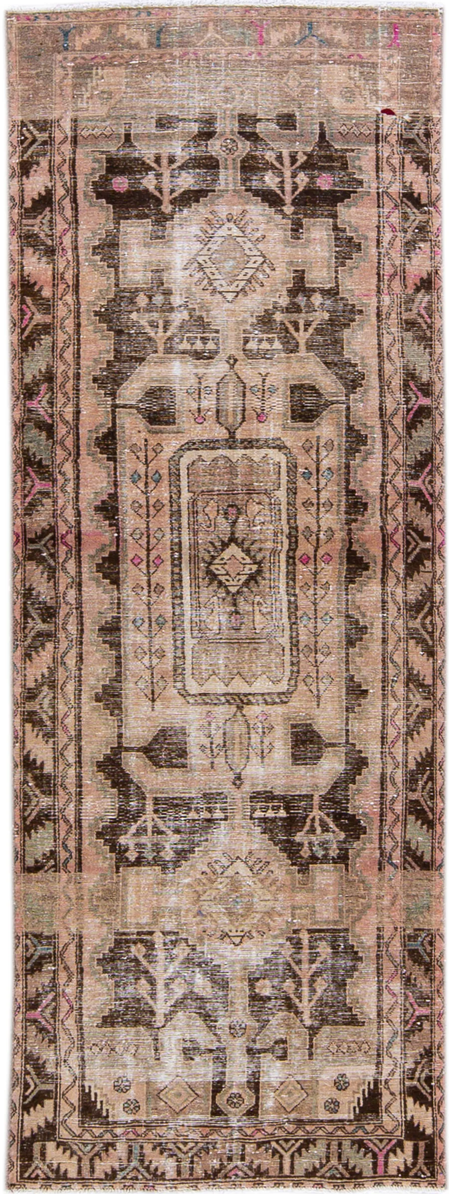 Vintage Peach Wool Rug 3'9" x 10'4" - Apadana - Pink - Pink