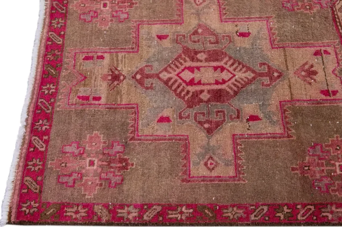 Vintage Persian Geo Runner 2'9" x 9'7" - Apadana - Pink